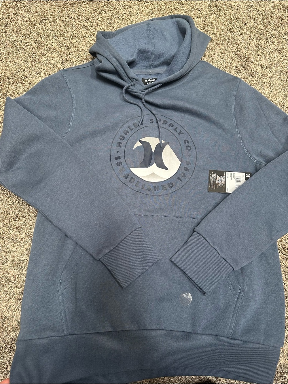 Hurley Men’s Slate Blue Pullover Hoodie with Logo